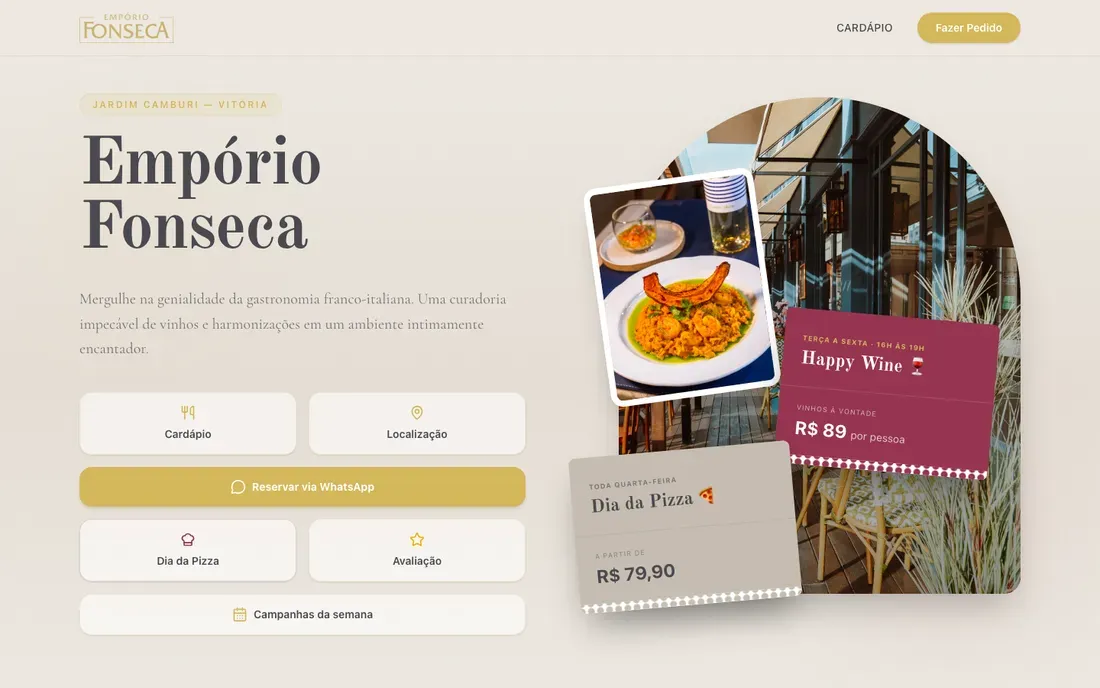 Site do Empório Fonseca desenvolvido pela Lagosta Criativa